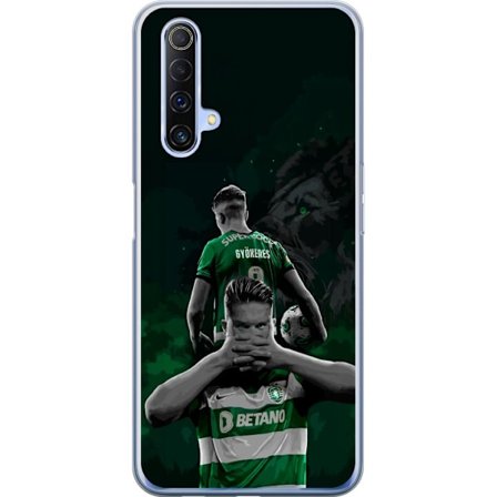 Yhteensopiva Puhelinkuori Realme X50 5G Neonmotiivi, jossa teksti "Gaming is in my DNA" sinisenä ja punaisena tiiliseinällä, jossa loistava DNA-spiraa