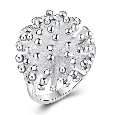 925 Sterling Silver Ring Korall Rund Berlock 6-10 Mode Smycken 9