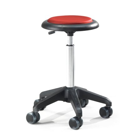 Mobile work stool DIEGO, H 540-730 mm, red vinyl