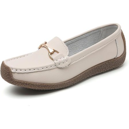 Dam Läder Loafers Skor Dam Mockasiner Plattor Casual Bekväma Promenadskor Körskor Båtskor Vårdskor