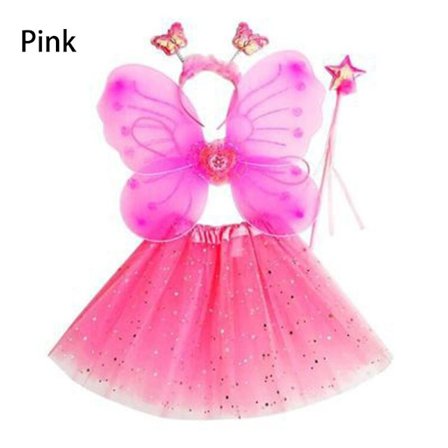 4st/ set Fairy Wing Kjol Princess Kostym Set ROSA