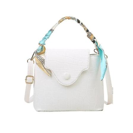 Casual Alligator Mönster Axel Crossbody Bag Dam Knot Siden Halsduk Handväska Kvinna PU Läder