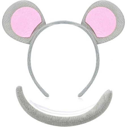 Dyrekostymesett Ører Pannebånd Hale Dyreutkledningssett Fancy Kjole Kostymefest Dekorasjonstilbehør (Mus)