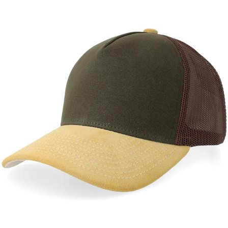 Equip - Groen Cap - Olive Canvas/Sand Suede A-frame Trucker @ Hatstore