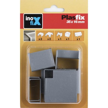 Plasfix 3630-7G Skjøte- og hjørnebiter til Plasfix, aluminiumfarget, 35 x 16 m, Installasjonsmaterial