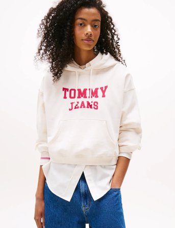Tommy Jeans Tjw Bxy Crp Varsity Hoodie - White - S