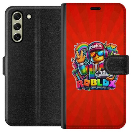 Yhteensopiva Lompakkokotelo Samsung Galaxy S21 FE 5G Roblox Pelaaja Sateenkaari värikkäällä hahmolla ja peliohjaimella virkistävä ja hauska suunnittel