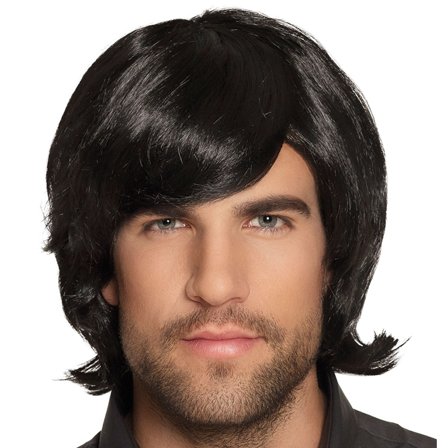 Lyhyt 70-luvun Peruukki Musta