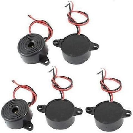 5 stk DC 3-24v Elektronisk Alarm Buzzer 85db Piezo Aktiv Alarm Elektronisk Buzzer Lydgiver Kontinuerlig Lyd Intermitterende Pip - 23 * 12mm Svart