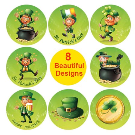 8 Sorter Gröna Hattar Irländska Dagen St. Patricks Dag Etikettklistermärken