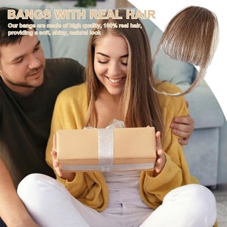 Clip-in Pannelugg - Hårextensions av ekte hår - Fransk pannelugg Clip-on Air Bangs | Stilige og naturlige hårextensions for kvinner