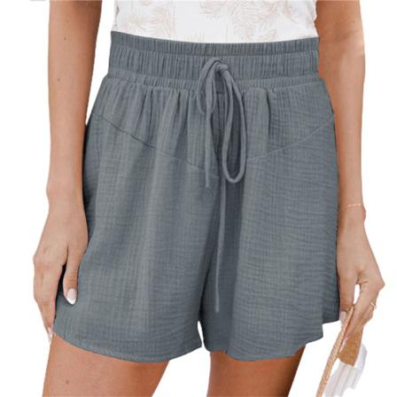 Kvinnor Solid Elastisk Midja Shorts Med Dragsko Mode Casual Byxo