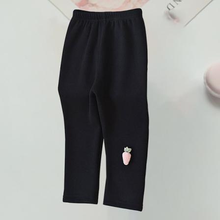 Barn Enfärgad Elastisk Midja Baslager Thicken Fleece Byxor