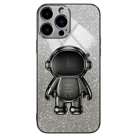 Skal för iPhone 16 Pro Max med Astronaut Ställ PC+TPU Telefonskydd Glittrande-