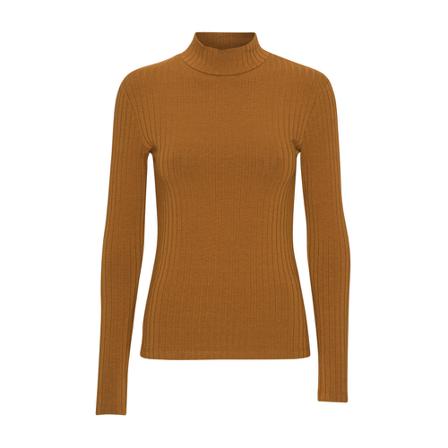 Basic Apparel Zinnia LS T-Neck Brun, Dame Rullekraver