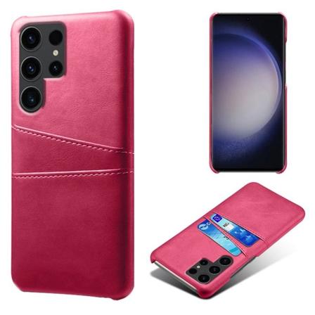 Til Samsung Galaxy S24 Ultra KSQ PU-læderbelagt skal hårdt etui Dark pink