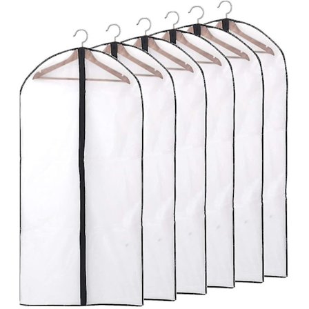 Vaatepussit, [6 kpl] Läpinäkyvä vaatepeite, vetoketjulla (xiatian)