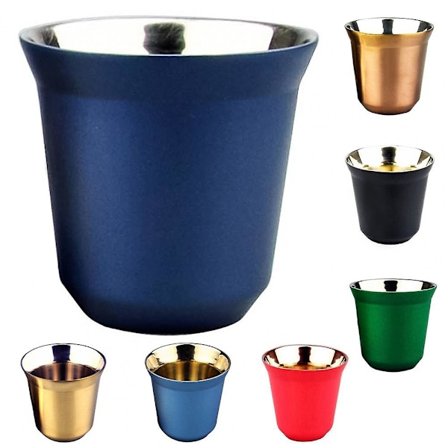 Dubbelväggig Rostfritt Stål Kaffe Mugg Kopp Söt 80ml Espresso Isolering Nespresso Pixie Kaffe Kapsel Form Thermo Kaffe Muggar