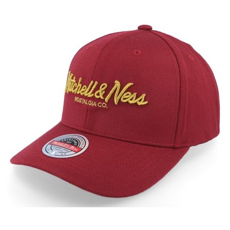Mitchell & Ness - Rouge adjustable Casquette - Pinscript 110 Red/Gold Adjustable @ Hatstore