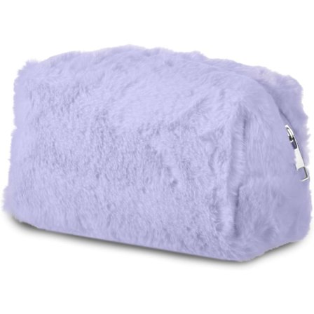 Sminkeveske Varm Ensfarget Pels Toalettveske Dame Reiseveske Sminkeveske Organizer Mini Kosmetikkveske Kompatibel med Kvinner Jenter.