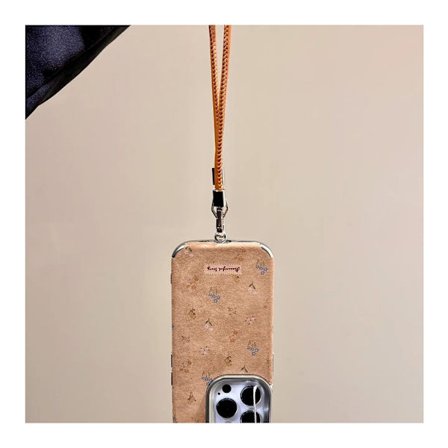 Etui til iPhone 17 Sky Ladder Lammeskinn Sølv Små Blomster + Lanyard Høst og Vinter Brunt Lær Små Blomster Anti-fall Lanyard