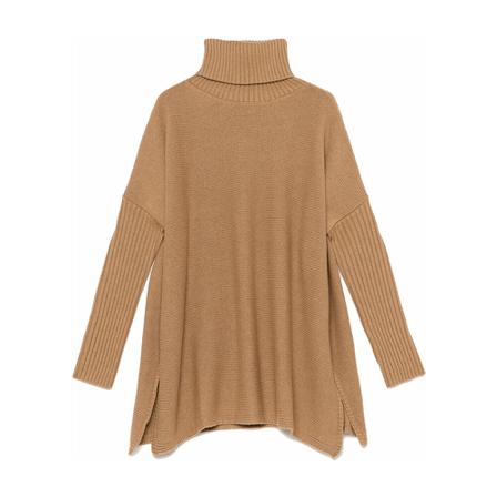 Maliparmi, Turtleneck cardigan Beige, Dames, Maat:ONE Size,wol