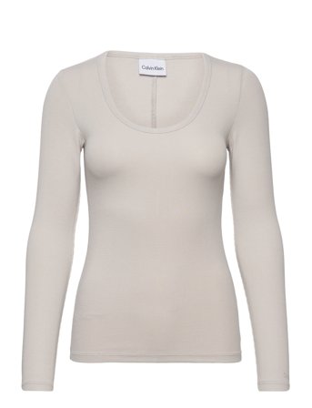 Calvin Klein | Modal Rib Scoop Neck Ls Top | L