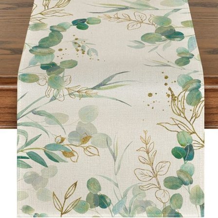 #Motegrønn Eukalyptus Sommer Bordløper, 33 x 180 cm#