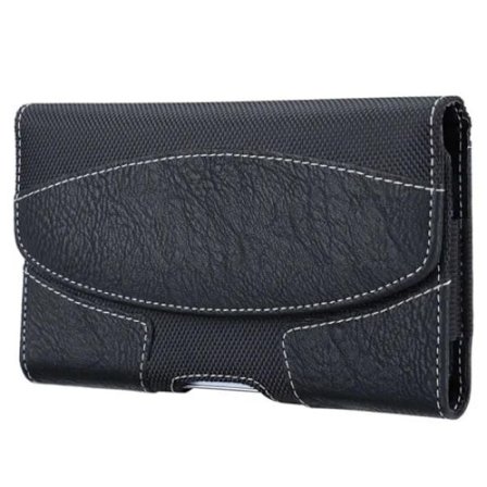 Yleiskäyttöinen nahkainen vyötärölaukku 6,5–6,9 tuuman älypuhelimille - Musta[pl]