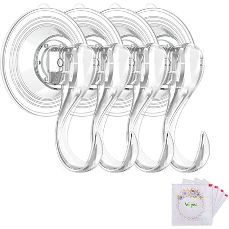 Sugerørskroker, små klare gjenbrukbare kraftige vakuumsugerørskroker med rengjøringsklut sterke vindusglass kjøkken bad kroker for håndkle R