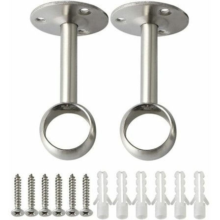 Gardinstångsbeslag Garderobsstångsbeslag med skruvar Takfäste för gardin och garderob Borstat rostfritt stål 25 mm diameter 2 st (25 mm)