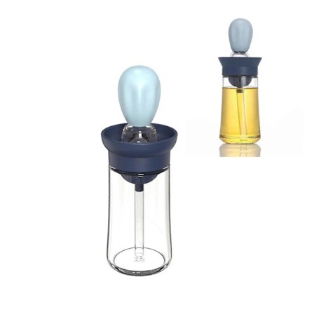 2 I 1 Oljedispenser med børste, glass olivenoljedispenserflaske med silikonpensel