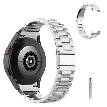 Urrem i rustfrit stål med 3 perler til Samsung Galaxy Watch 4 - Sølv Silver grey