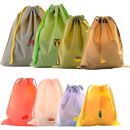 Värikkäät matkakassit, pakkauskassit matkustamiseen, vedenpitävä laukku kiristysnarulla, matkustamiseen ja leirintään, pienten tavaroiden säilytykseen