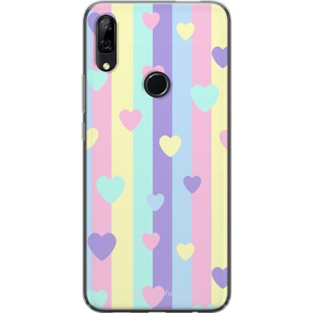 Yhteensopiva Puhelinkuori Huawei P Smart Z Pastelliraitoja pinkissä, keltaisessa, violetissa ja sinisessä, joissa on hajallaan pehmeitä kawaii-tyylisi