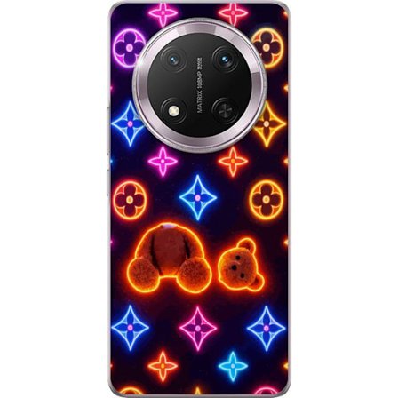 Yhteensopiva Puhelinkuori Honor Honor Magic7 Lite Neonvärisellä ylellisellä kuviolla, jossa hehkuvia nalleja pop-taide-esteetiikassa