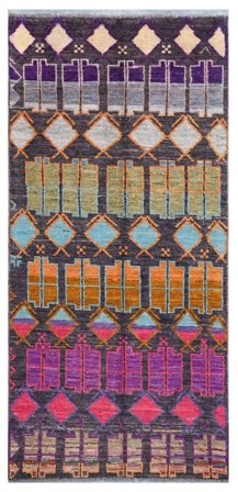 Tappeto Moroccan Berber - Afghanistan 85X198 Passatoie Nero/Rosso Scuro (Lana, Afghanistan)