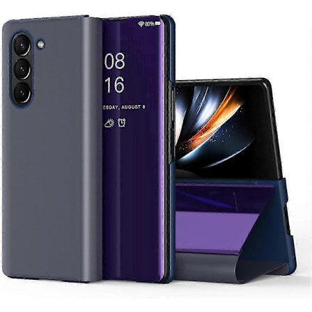För Samsung Galaxy Z Fold 6 Fodral, Lyxigt Spegelvy Klar Glitter Läder Flip Fodral med Ställ för Samsung Galaxy Z Fold 6