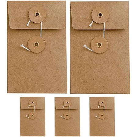 5 st Vintage Papperskuvert Snörstängning Bulk Papper för Gratulationskort Bröllopsinbjudningar