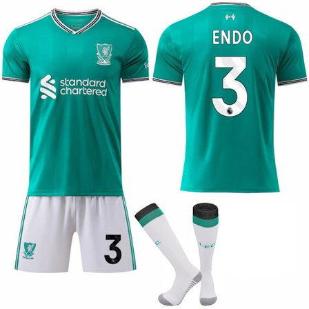 25-26 Liverpool Football Club Bortatröja NO.3 ENDO Set Barn Vuxen Fotbollsutrustning med Strumpor