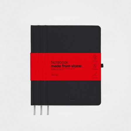 3 Pack Stone Paper Notebook Set—A5 Hardcover, Charcoal Black, Lined