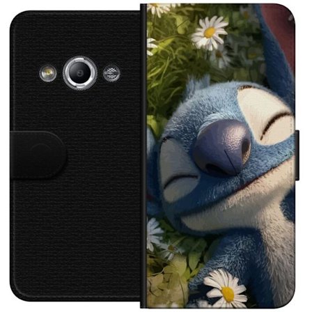 Yhteensopiva Lompakkokotelo Samsung Galaxy Xcover 3 Pirteä sininen mielikuvitusolento pimeää taustaa vasten, huumoristinen ilme, elävä ja minimal