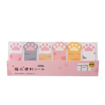 3st Pink Cat Paw Sticky Notes Memo Pad Dagbok Stationära Flakes
