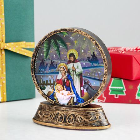 1 stk Jule Snøklode Lykt LED Glødende Lys Julenissen Nattlampe Dekorasjon Jesus