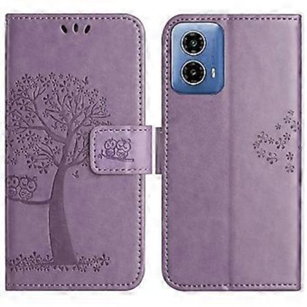 Motorola Moto G35 5G -kotelo PU-nahkaa Pöllöpuu-kuvioinen lompakkokotelo (Tyyli G)