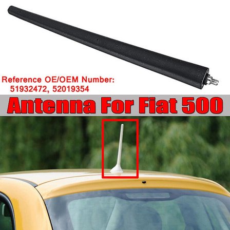 1x musta antennin Fiat 500:lle 2012-2023 kattotelineeseen 20cm 52019353