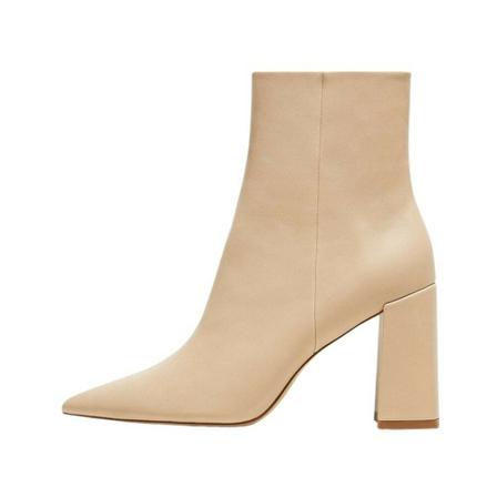 Mango Spetsiga ankelboots blockklack brun, Dam, Dam, Storlek: 40 EU
