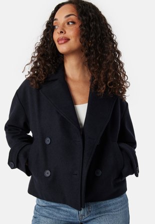 BUBBLEROOM Sophie Short Wool Blend Coat Dark navy Klær