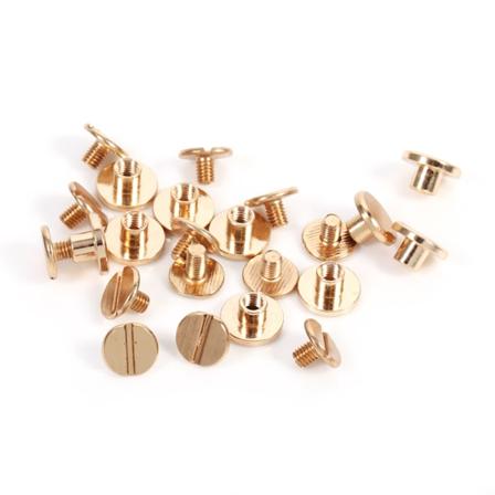 10 sæt 5/6,5/8 mm massiv messing knap-studsskrue søm Screwback til læder nittebælte DIY Guld