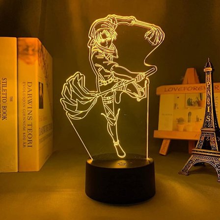 Hyökkäys Titaniaa vastaan 3D Anime-lamppu Yö Levi Ackerman Illuusio Yöhahmo Hyökkäys Titaniaa vastaan Japanilainen Anime Led-anturivalot